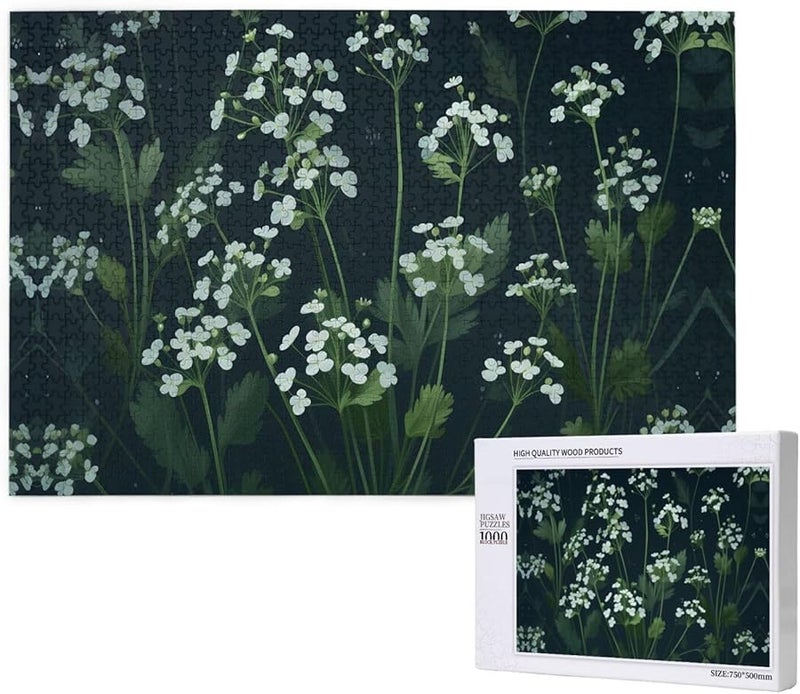 Phayah White Flowers 1000 Piece Jigsaw Puzzle For Adults Home Decor 29 5 X 19 7 Inches - Image 1